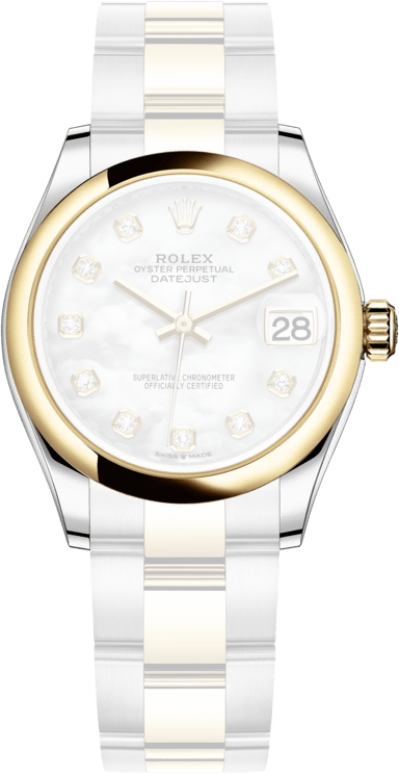 Rolex,Datejust 31 31mm,31mm,Yellow Gold,Stainless Steel,White,Automatic,Day,55hours,278243,278243-0027