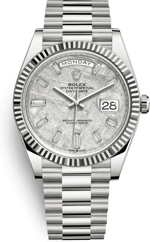Rolex,Day-Date 40 40mm,40mm,White Gold,Grey,Automatic,Date,Day,228239,228239-0055