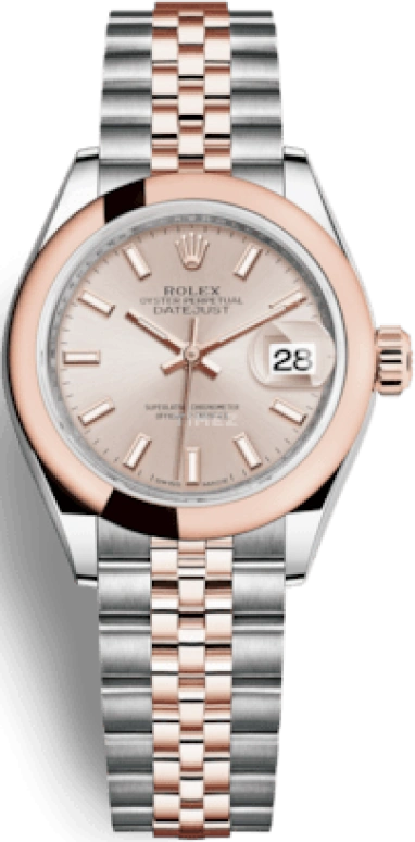 Rolex,Lady-Datejust 28mm,28mm,Rose Gold,Stainless Steel,Pink,Automatic,Day,55hours,279161,279161-0001