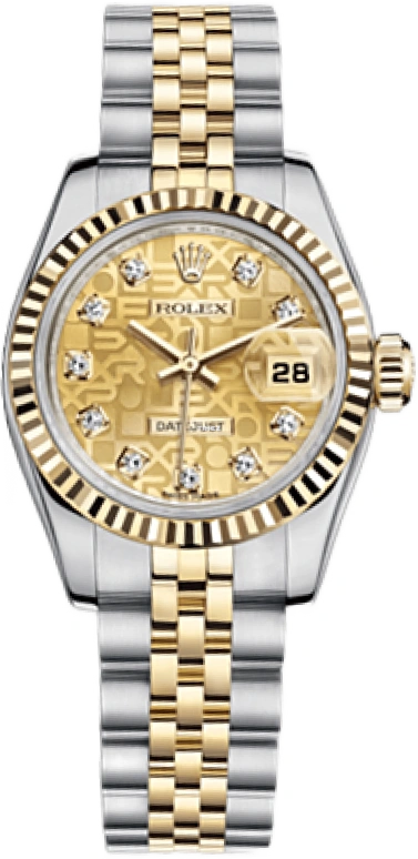 Rolex,Lady-Datejust 26mm,26mm,Yellow Gold,Stainless Steel,Gold,Automatic,Day,48hours,179173,179173-0090