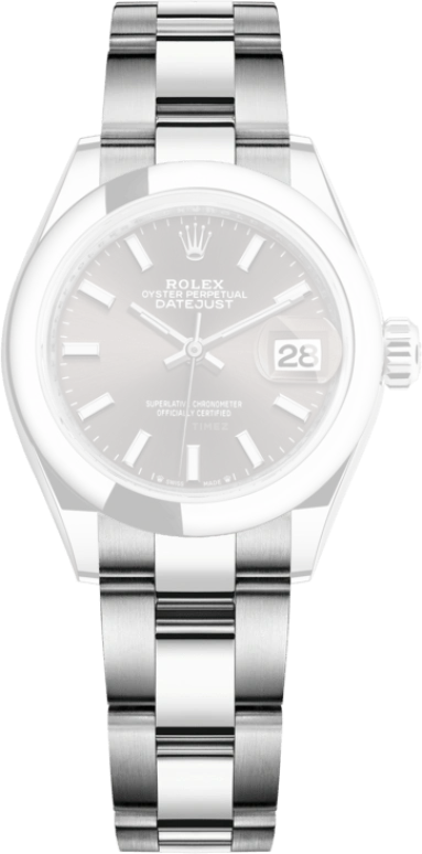 Rolex,Lady-Datejust 28mm,28mm,Stainless Steel,Grey,Automatic,Day,55hours,279160,279160-0010