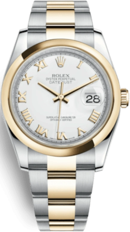 Rolex,Datejust 36 36mm,36mm,Yellow Gold,Stainless Steel,Silver,Automatic,Day,48hours,116203,116203-0135
