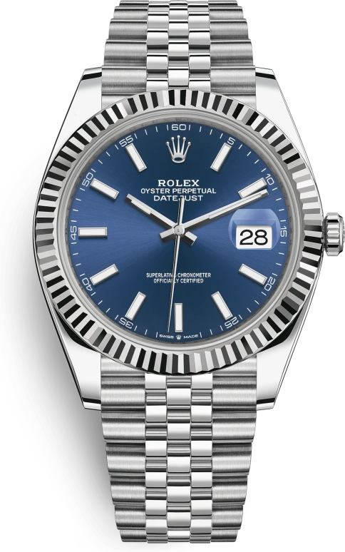 Rolex,Datejust 41 41mm,41mm,White Gold,Stainless Steel,Blue,Automatic,Day,70hours,126334,126334-0002