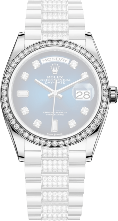 Rolex,Day-Date 36 36mm,36mm,White Gold,Blue,Automatic,Date,Day,128349RBR,128349RBR-0016