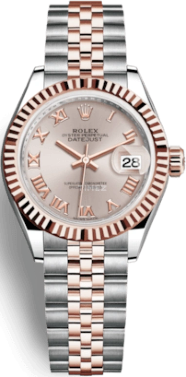 Rolex,Lady-Datejust 28mm,28mm,Rose Gold,Stainless Steel,Pink,Automatic,Day,55hours,279171,279171-0005