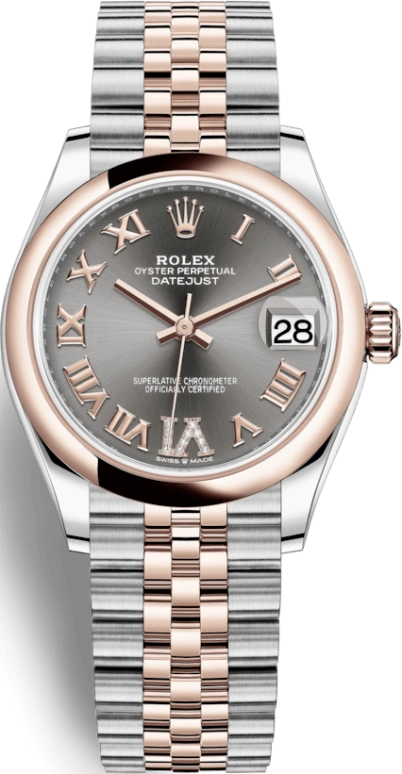 Rolex,Datejust 31 31mm,31mm,Rose Gold,Stainless Steel,Grey,Automatic,Day,55hours,278241,278241-0030