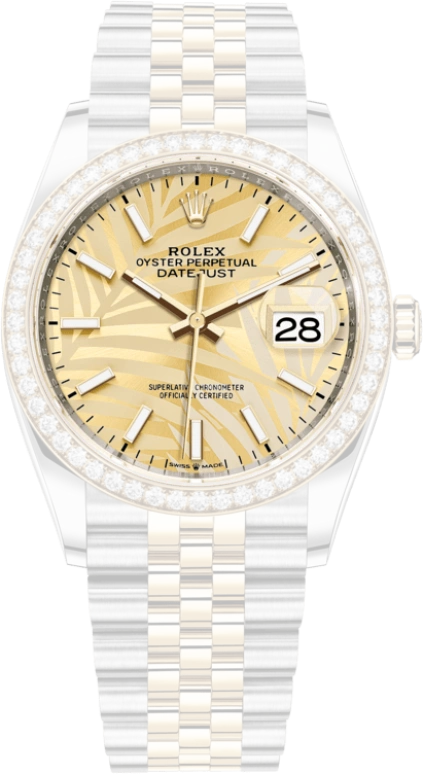 Rolex,Datejust 36 36mm,36mm,Yellow Gold,Stainless Steel,Champagne,Automatic,Day,70hours,126283RBR,126283RBR-0023