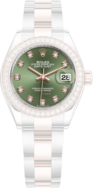 Rolex,Lady-Datejust 28mm,28mm,Everose Gold,Oystersteel,Green,Automatic,Day,55hours,279381RBR,279381RBR-0008