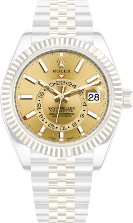 Rolex,Sky-Dweller 42mm,42mm,Yellow Gold,Stainless Steel,Champagne,Automatic,Annual Calendar,Month,Date,326933,326933-0004