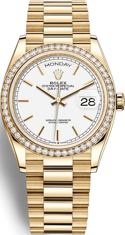 Rolex,Day-Date 36 36mm,36mm,Yellow Gold,White,Automatic,Date,Day,128348RBR,128348RBR-0047