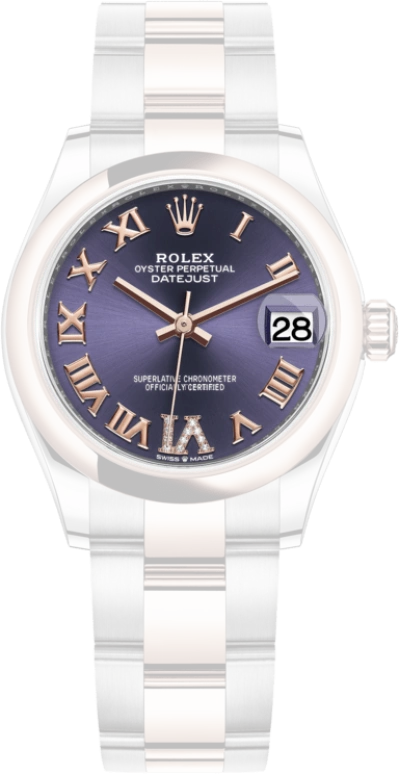 Rolex,Datejust 31 31mm,31mm,Rose Gold,Stainless Steel,Purple,Automatic,Day,55hours,278241,278241-0019