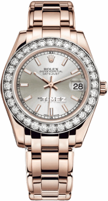 Rolex,Pearlmaster 34mm,34mm,Rose Gold,Silver,Grey,Automatic,Day,55hours,81285,81285-0038