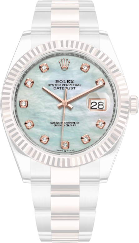 Rolex,Datejust 41 41mm,41mm,Rose Gold,Stainless Steel,White,Automatic,Day,70hours,126331,126331-0013