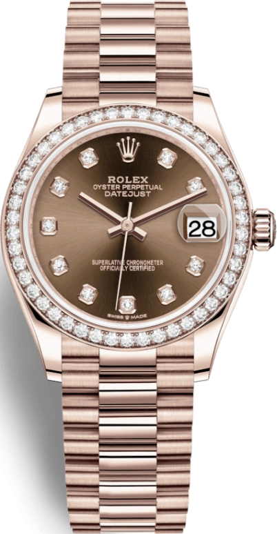 Rolex,Datejust 31 31mm,31mm,Rose Gold,Brown,Automatic,Day,55hours,278285RBR,278285RBR-0006