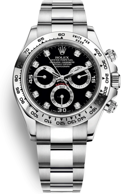 Rolex,Daytona 40mm,40mm,White Gold,Black,Automatic,Chronograph,Column Wheel,116509,116509-0055