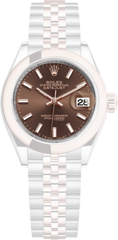Rolex,Lady-Datejust 28mm,28mm,Everose Gold,Oystersteel,Brown,Automatic,Day,55hours,279161,279161-0017