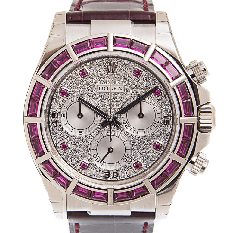 Rolex,Daytona 40mm,40mm,White Gold,Silver,Automatic,Chronograph,72hours,116589SALV Ruby Diamond