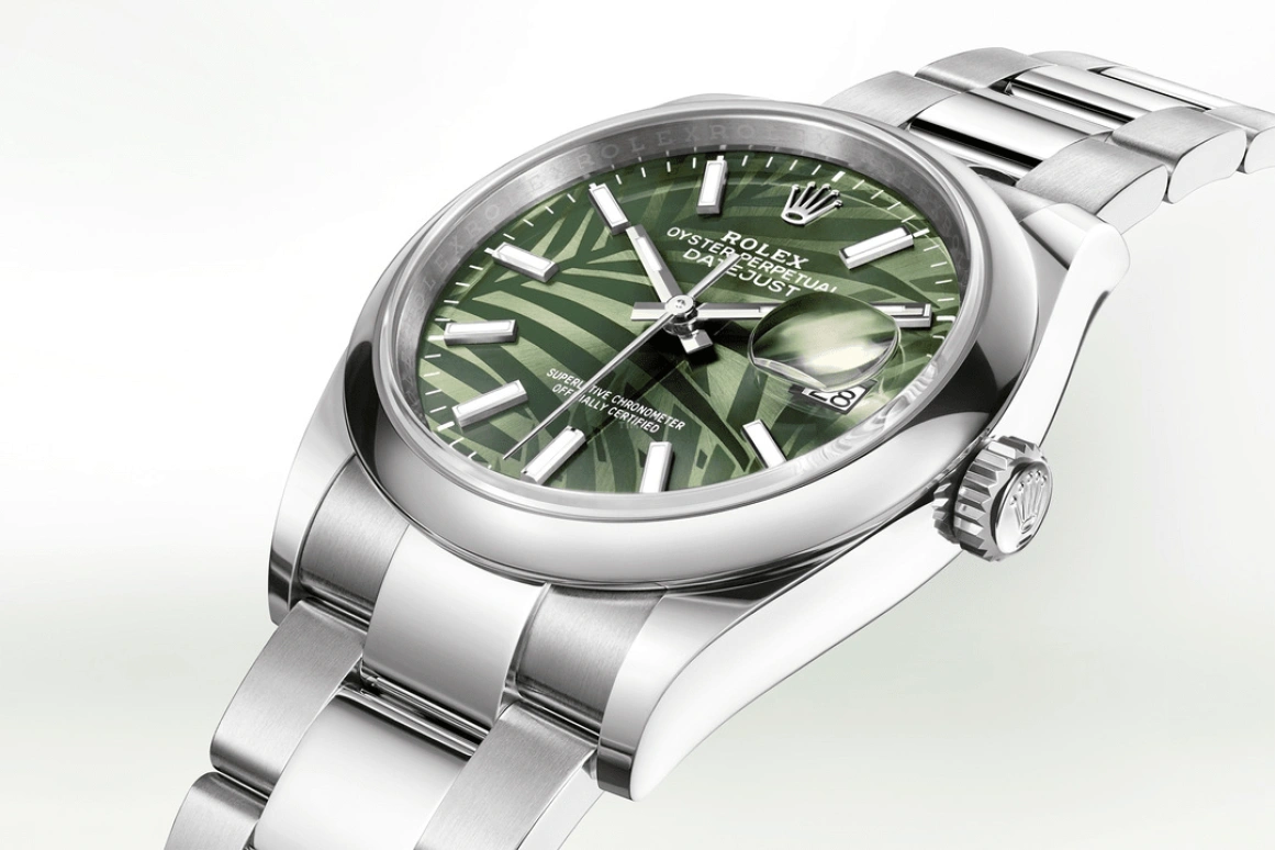 Rolex,Datejust 36 36mm,36mm,Stainless Steel,Green,Automatic,Day,70hours,126200,126200-0020