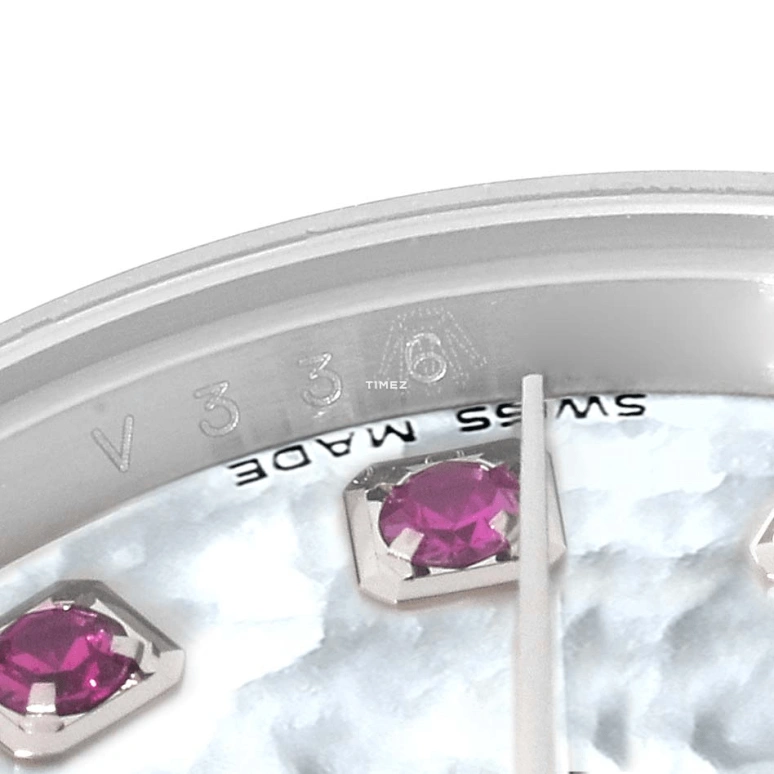 Rolex,Lady-Datejust 26mm,26mm,Stainless Steel,Silver White,White,Automatic,Day,48hours,179174 MOP Ruby