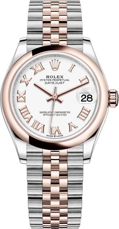 Rolex,Datejust 31 31mm,31mm,Rose Gold,Stainless Steel,White,Automatic,Day,55hours,278241,278241-0002