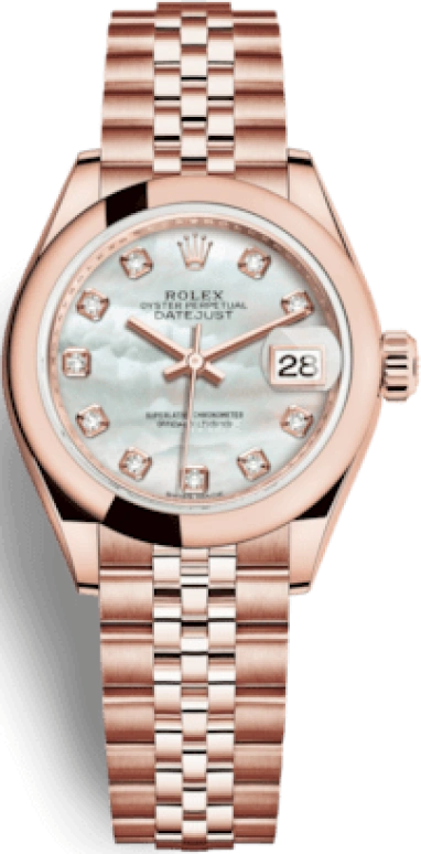 Rolex,Lady-Datejust 28mm,28mm,Rose Gold,White,Automatic,Day,55hours,279165,279165-0018