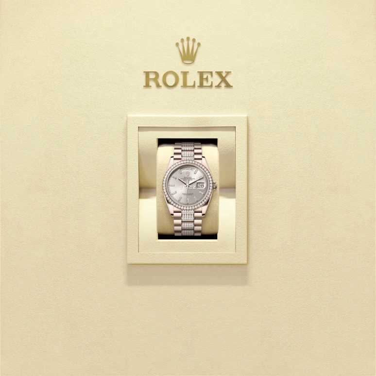 Rolex,Day-Date 36 36mm,36mm,Everose Gold,Silver,Automatic,Date,Day,128345RBR,128345RBR-0082
