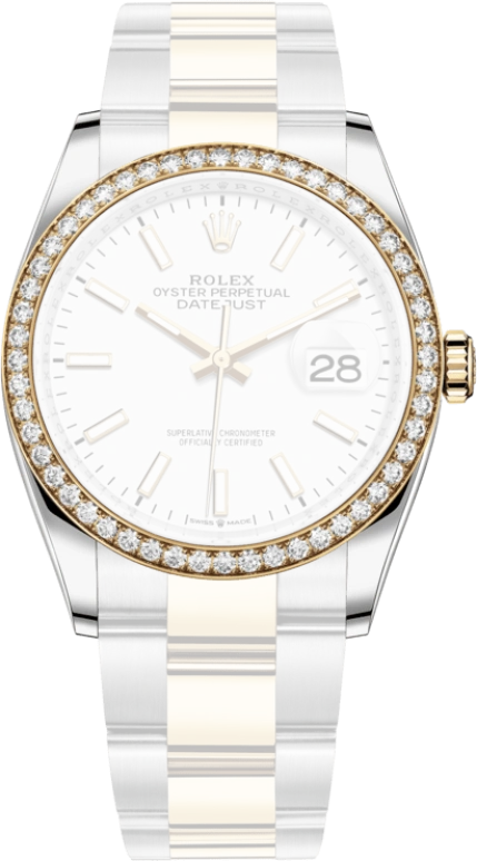 Rolex,Datejust 36 36mm,36mm,Yellow Gold,Oystersteel,White,Automatic,Day,70hours,126283RBR,126283RBR-0006