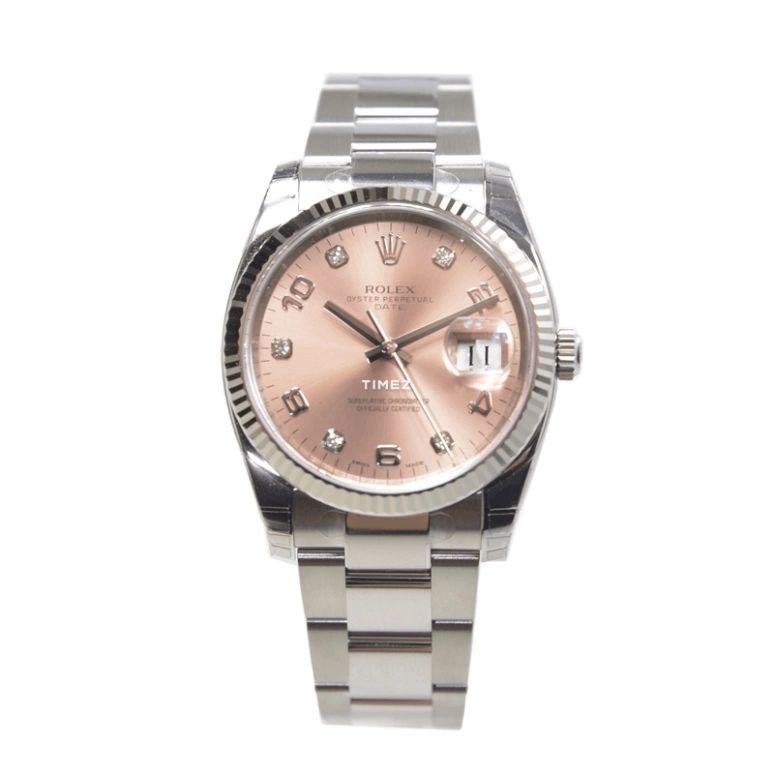 Rolex,Date 34mm,34mm,White Gold,Oystersteel,Pink,Automatic,Day,48hours,115234,115234-0009
