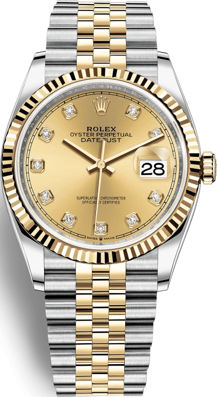Rolex,Datejust 36 36mm,36mm,Yellow Gold,Stainless Steel,Champagne,Automatic,Day,70hours,126233,126233-0017