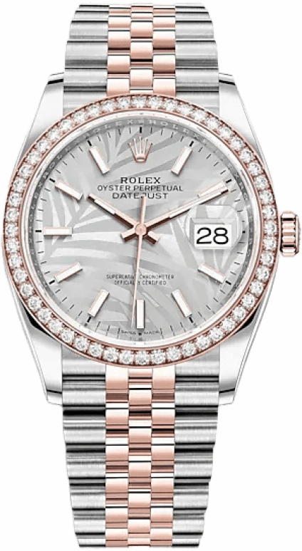 Rolex,Datejust 36 36mm,36mm,Oystersteel,Everose Gold,Silver,Automatic,Day,70hours,126281RBR,126281RBR-0019