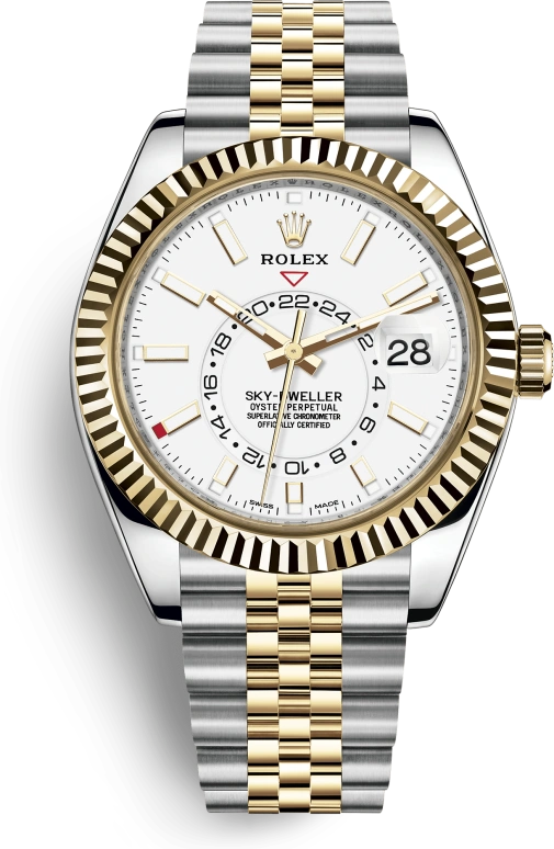 Rolex,Sky-Dweller 42mm,42mm,Yellow Gold,Stainless Steel,White,Automatic,Annual Calendar,Month,Date,326933,326933-0010