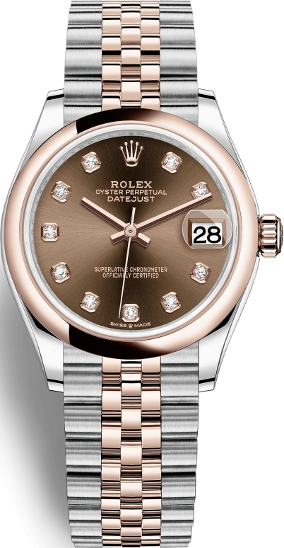 Rolex,Datejust 31 31mm,31mm,Rose Gold,Stainless Steel,Brown,Automatic,Day,55hours,278241,278241-0028