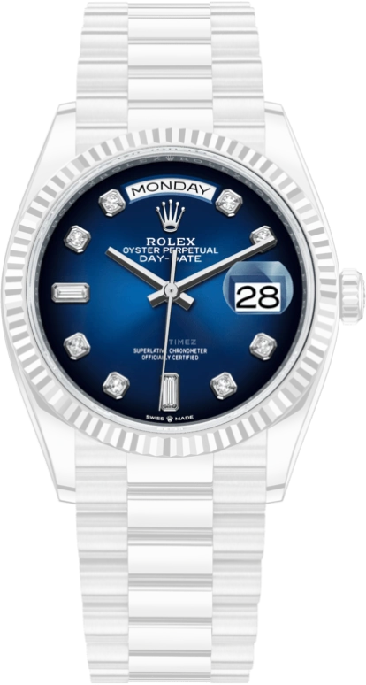 Rolex,Day-Date 36 36mm,36mm,White Gold,Blue,Automatic,Date,Day,128239,128239-0023