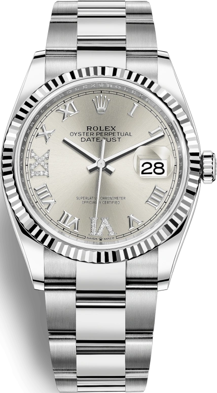 Rolex,Datejust 36 36mm,36mm,White Gold,Oystersteel,Silver,Automatic,Day,70hours,126234,126234-0030