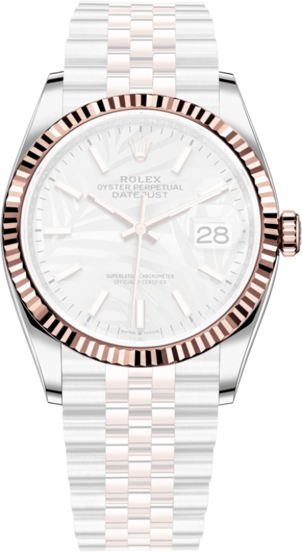 Rolex,Datejust 36 36mm,36mm,Rose Gold,Stainless Steel,Silver,Automatic,Day,70hours,126231,126231-0031