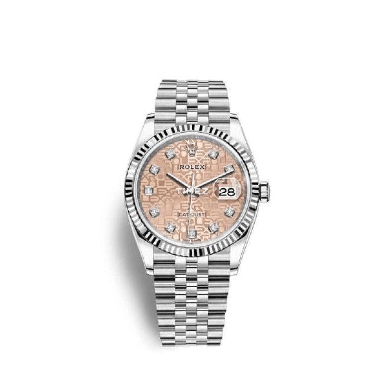 Rolex,Datejust 36 36mm,36mm,White Gold,Stainless Steel,Pink,Automatic,Day,70hours,126234,126234-0023