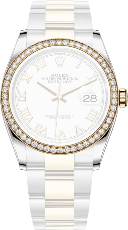 Rolex,Datejust 36 36mm,36mm,Yellow Gold,Oystersteel,White,Automatic,Day,70hours,126283RBR,126283RBR-0016