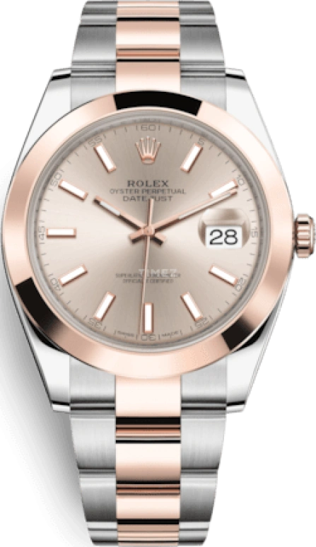 Rolex,Datejust 41 41mm,41mm,Rose Gold,Stainless Steel,Pink,Automatic,Day,70hours,126301,126301-0009