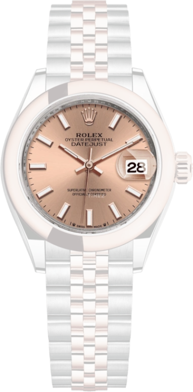 Rolex,Lady-Datejust 28mm,28mm,Rose Gold,Stainless Steel,Pink,Rose Gold,Automatic,Day,55hours,279161,279161-0023