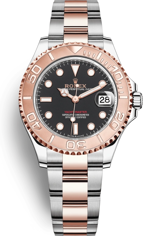 Rolex,Yacht-Master 37mm,37mm,Stainless Steel,Everose Gold,Black,Automatic,Day,55hours,268621,268621-0004