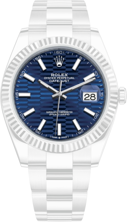Rolex,Datejust 41 41mm,41mm,White Gold,Stainless Steel,Blue,Automatic,Day,70hours,126334,126334-0031