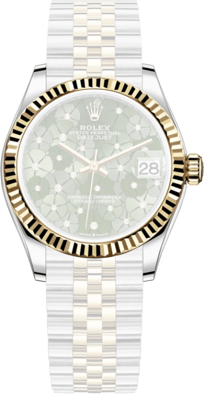 Rolex,Datejust 31 31mm,31mm,Yellow Gold,Stainless Steel,Green,Automatic,Day,55hours,278273,278273-0032