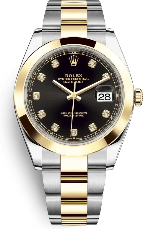 Rolex,Datejust 41 41mm,41mm,Yellow Gold,Stainless Steel,Black,Automatic,Day,70hours,126303,126303-0005