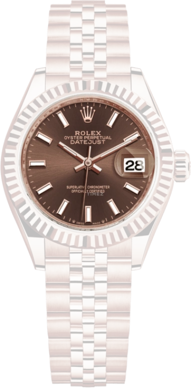 Rolex,Lady-Datejust 28mm,28mm,Rose Gold,Brown,Automatic,Day,55hours,279175,279175-0008