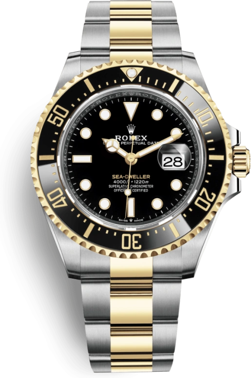 Rolex,Sea-Dweller 43mm,43mm,Yellow Gold,Oystersteel,Black,Automatic,Day,70hours,126603,126603-0001
