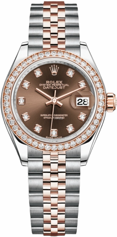 Rolex,Lady-Datejust 28mm,28mm,Everose Gold,Oystersteel,Brown,Automatic,Day,55hours,279381RBR,279381RBR-0011