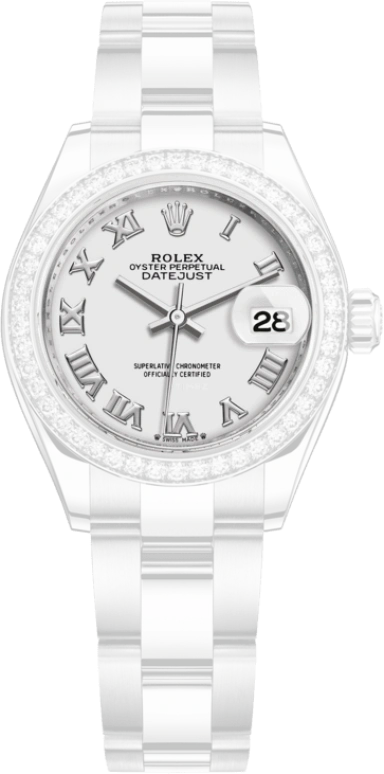 Rolex,Lady-Datejust 28mm,28mm,White Gold,Oystersteel,White,Automatic,Day,55hours,279384RBR,279384RBR-0020