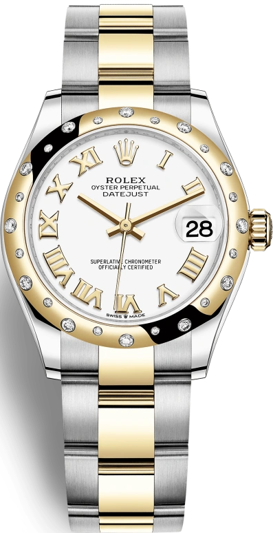 Rolex,Datejust 31 31mm,31mm,Yellow Gold,Stainless Steel,White,Automatic,Day,55hours,278343RBR,278343RBR-0001