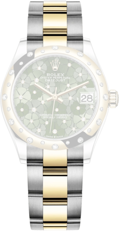 Rolex,Datejust 31 31mm,31mm,Yellow Gold,Stainless Steel,Green,Automatic,Day,55hours,278343RBR,278343RBR-0031
