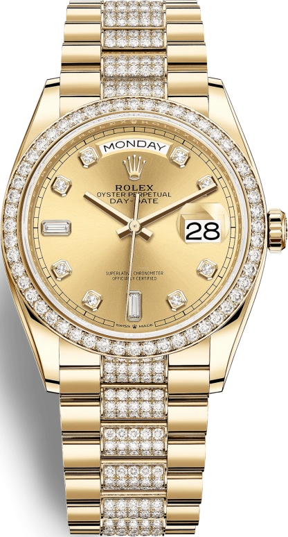 Rolex,Day-Date 36 36mm,36mm,Yellow Gold,Champagne,Automatic,Date,Day,128348RBR,128348RBR-0010